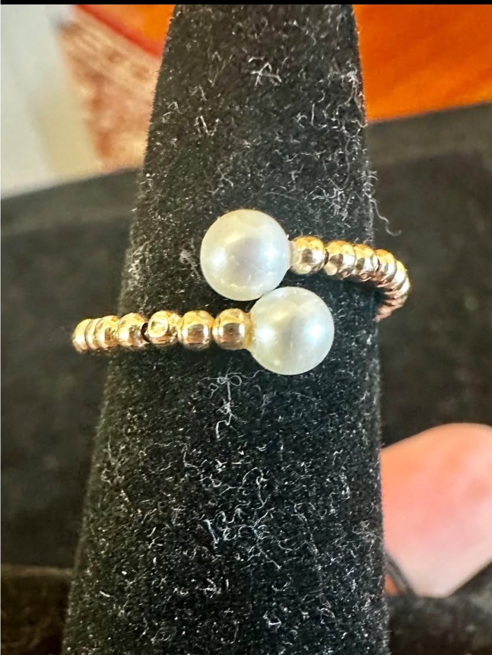 New 14K Solid Gold ring freshwater pearl adjustable solid 14K gold ring band